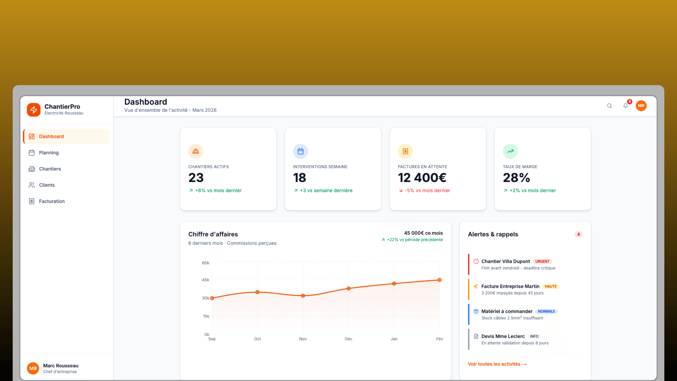 Logiciel de gestion de chantier - Design intuitif - Application développée par Sargo Digital