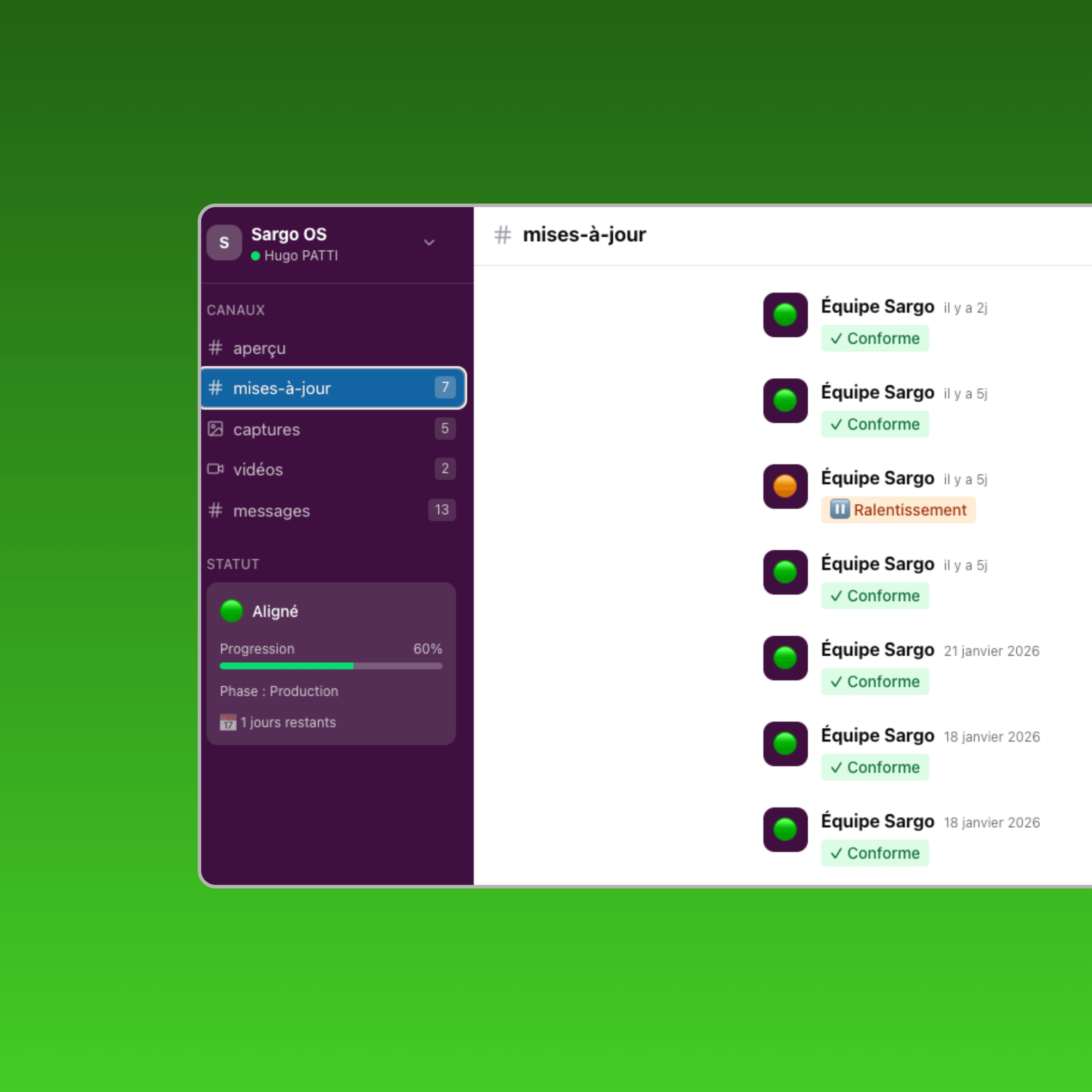 Vue alternative de l'application Sargo-OS